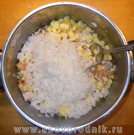 салат из курицы с рисом